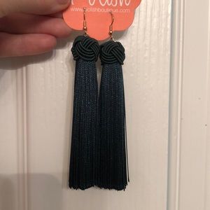 NWT Polish Hunter Green tassel earrings